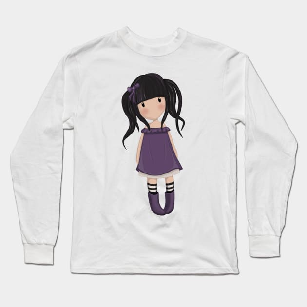 Dolly Girl In Purple Long Sleeve T-Shirt by valentinahramov